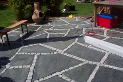 Flagstone Patio with Mosiac Granit Cobble Stones