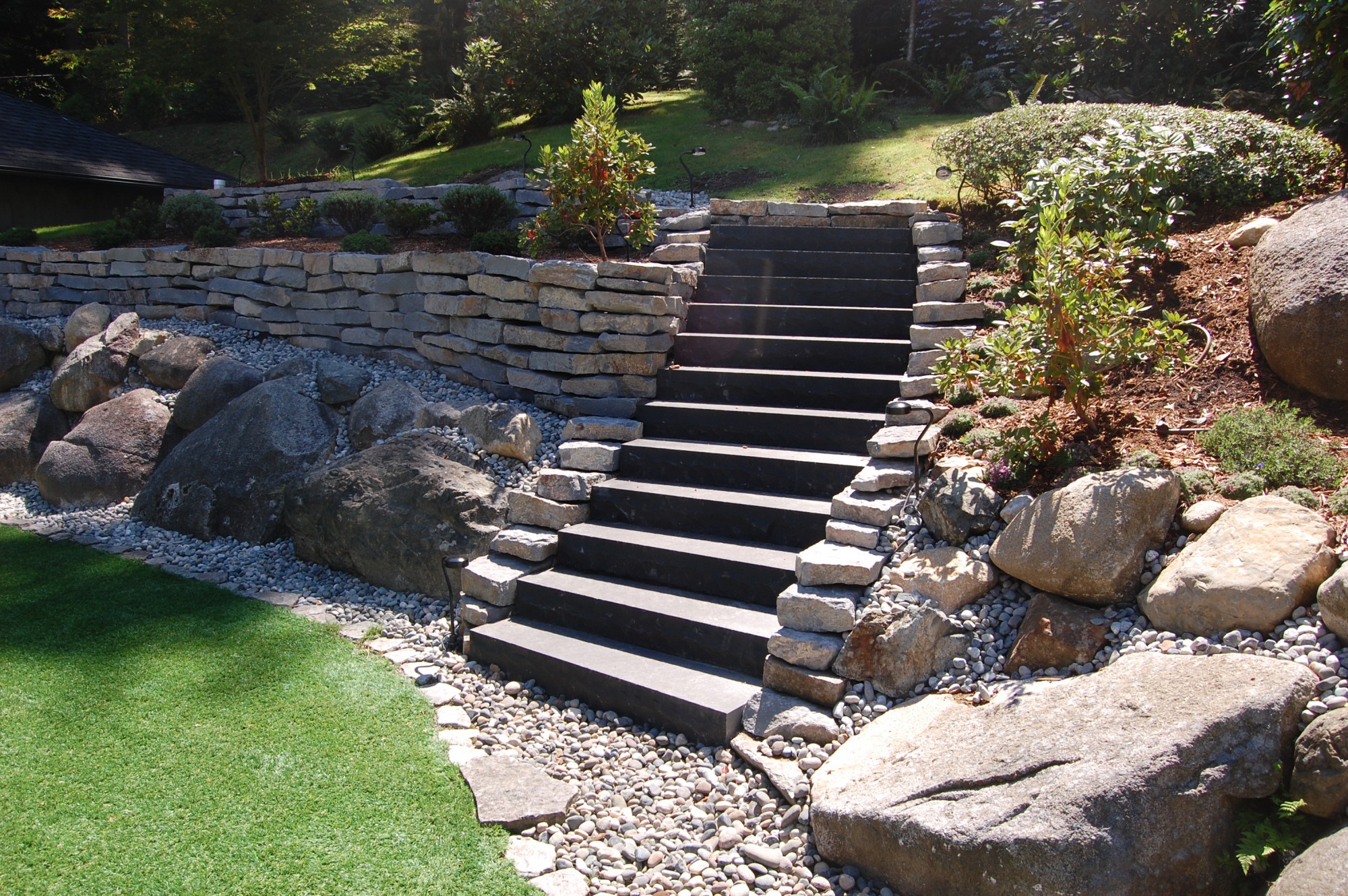 Retaining Wall and Stair Installation